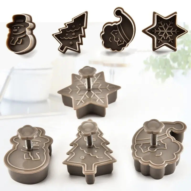 4-Piece Festive Christmas Cookie Plunger Cutters