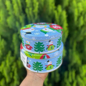 Christmas Holiday Tin Boxes - Round & Stackable