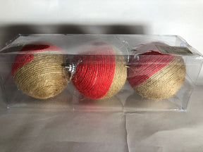 Rope-Crafted Christmas Balls - Set of 3