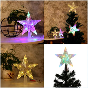 Five-Pointed Star LED Tree Topper – Multicolor - Switch Operated