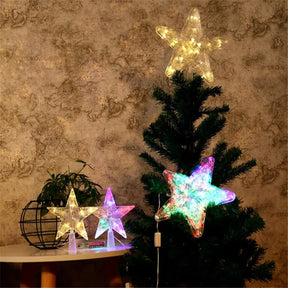 Five-Pointed Star LED Tree Topper – Multicolor - Switch Operated