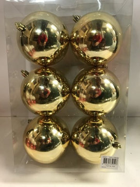 6 PCS Christmas Tree Decorative Balls Ornaments - Golden (Shiny, 6 & 3cm)