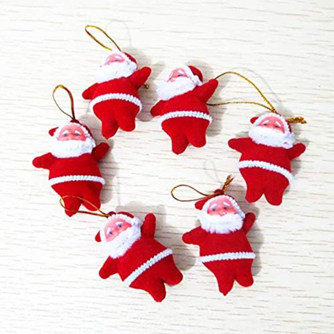 Mini Santa Claus Doll Pendant Hanging Ornaments, 6pcs